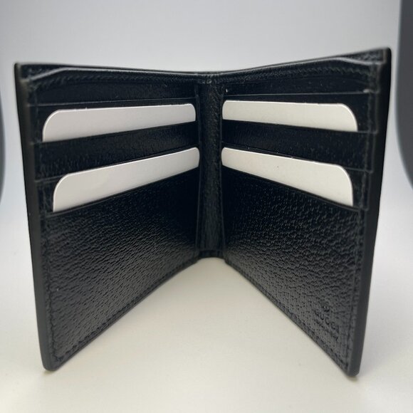 Gucci Grained Leather Bifold Wallet with Bee Insignia in Black - NWOT - Picture 3 of 11